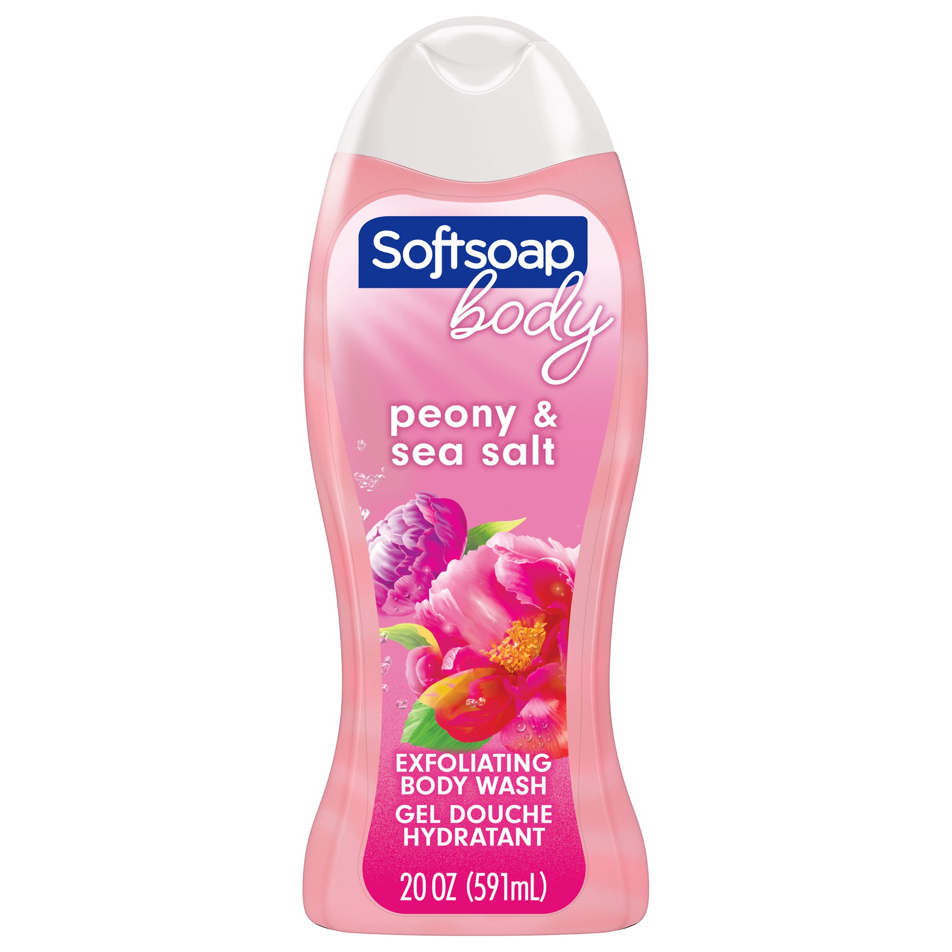 slide 1 of 8, Softsoap Exfoliating Body Wash, Pink Peony & Sea Salt - 20 Fluid Ounce, 20 fl oz