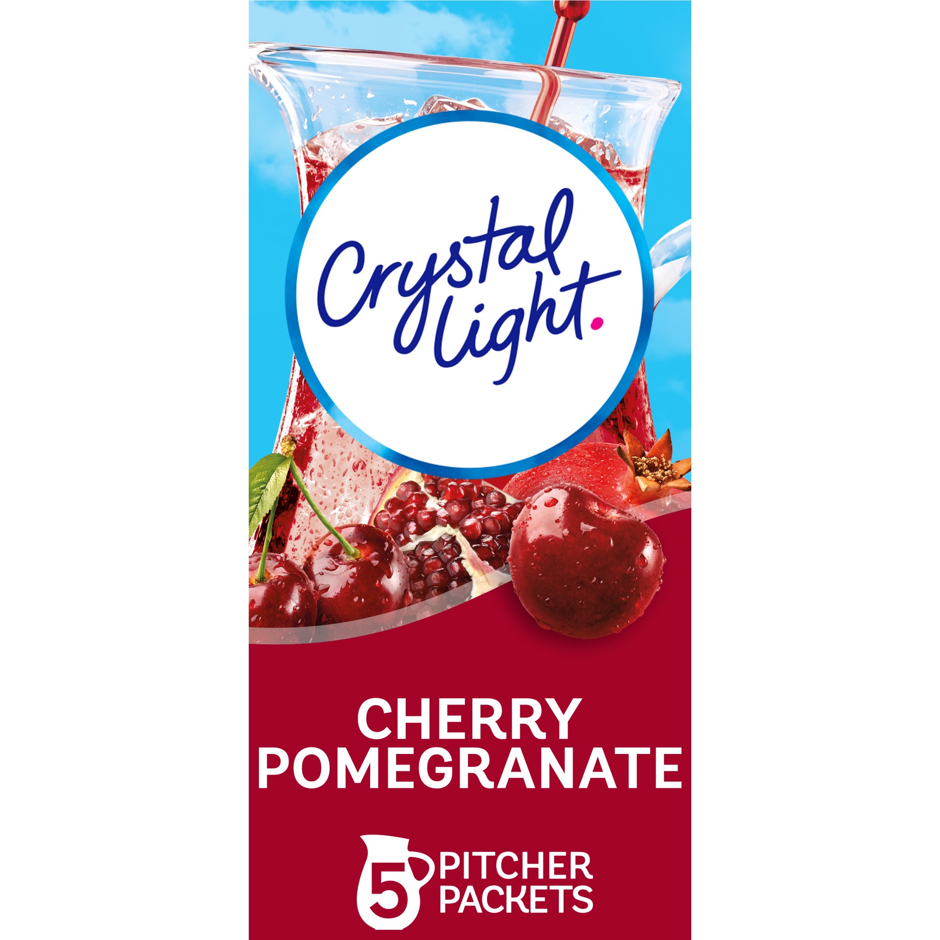 slide 1 of 10, Crystal Light Cherry Pomegranate Naturally Flavored Powdered Drink Mix, 5 ct Pitcher Packets, 