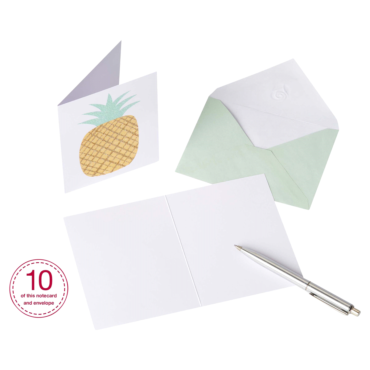 slide 5 of 9, American Greetings Blank Cards and Envelopes, Pineapple, 10 ct