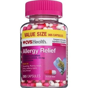 slide 1 of 1, CVS Health Allergy Relief Diphenhydramine Capsules, 365 Ct, 1 ct