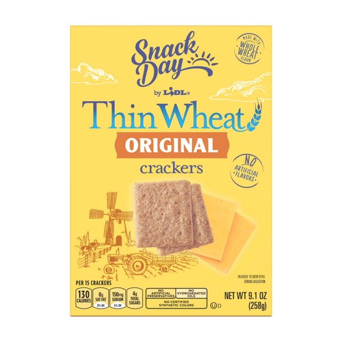 slide 1 of 1, Snack Day original thin wheat crackers, 9.1 oz