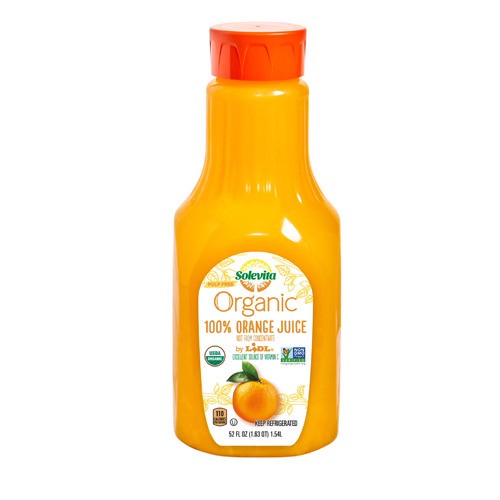 slide 1 of 1, Solevita organic 100% orange juice, not from concentrate, 52 fl oz