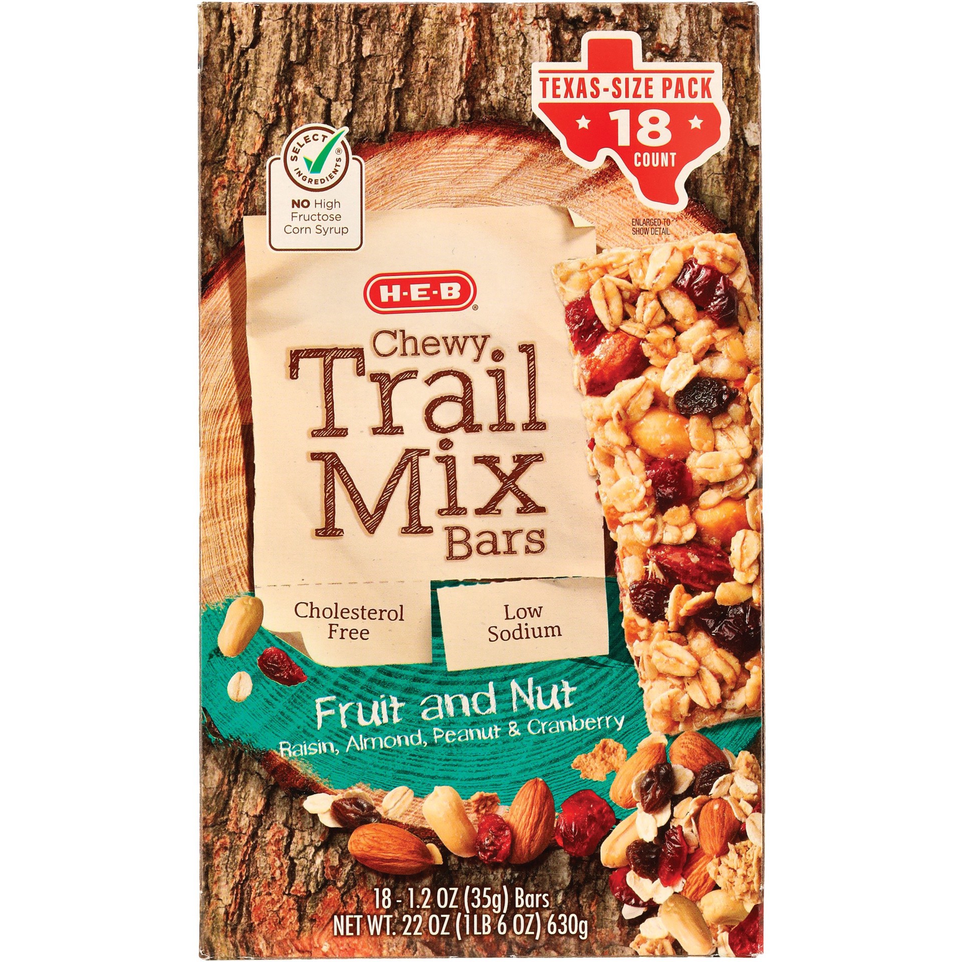 slide 1 of 1, H-E-B Fruit & Nut Chewy Trail Mix Granola Bars - Texas-Size Pack, 18 ct