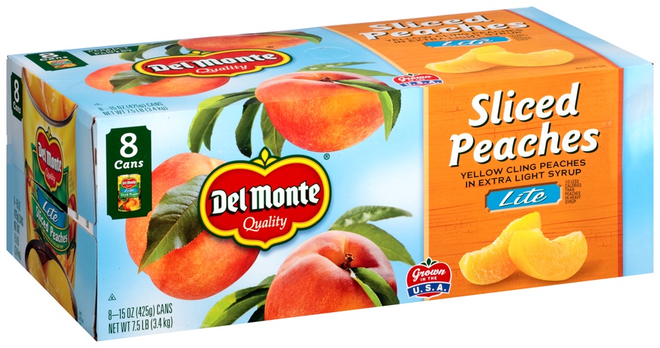 slide 1 of 1, Del Monte Light Sliced Peaches, 8 ct