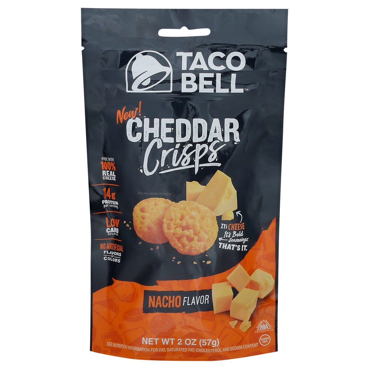 slide 1 of 9, Taco Bell Nacho Flavor Cheddar Crisps 2 oz, 2 oz
