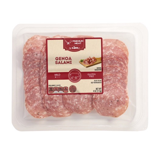 slide 1 of 1, Lidl Preferred Selection Genoa salami slices, 4 oz