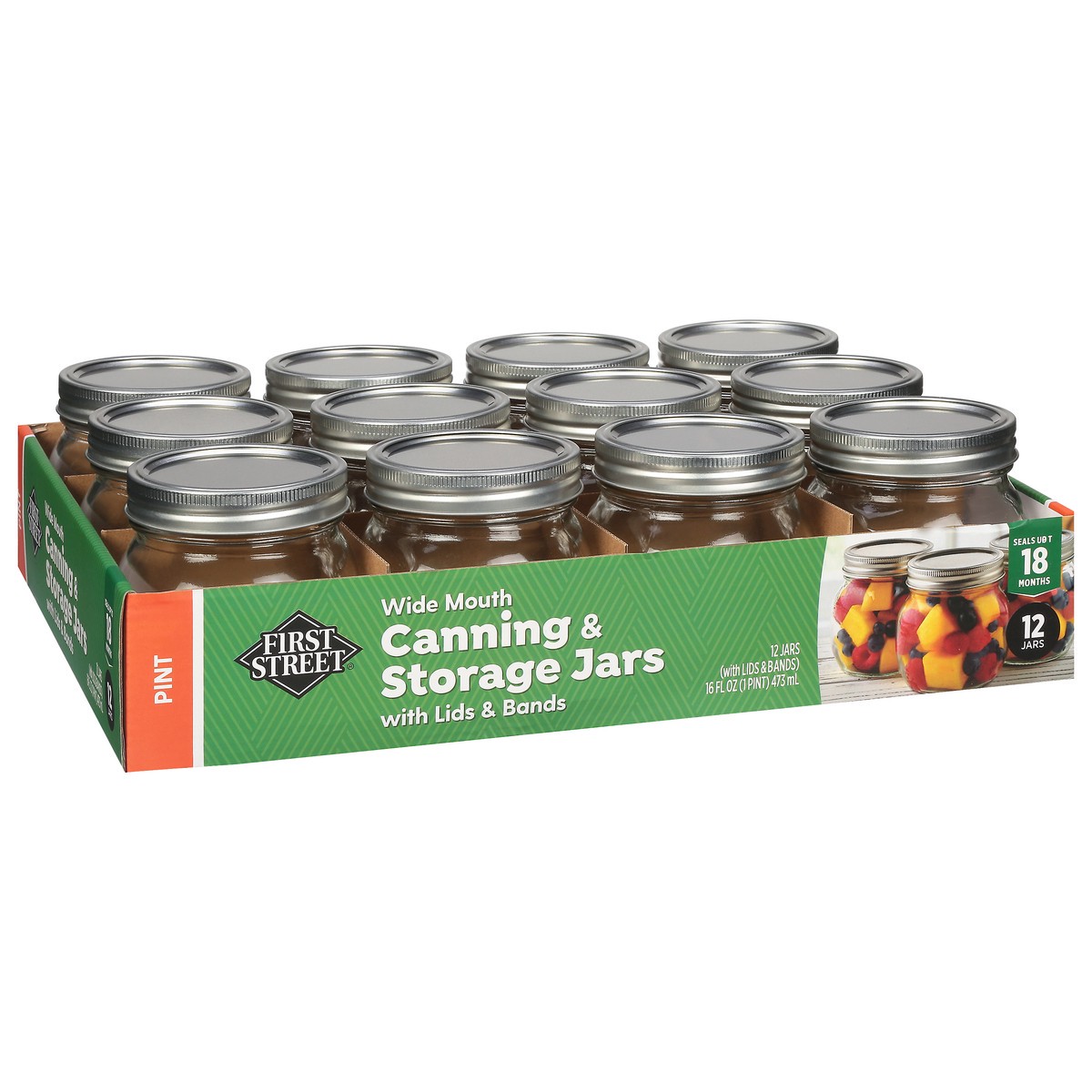 slide 5 of 11, First Street Canning/Storage Jars With Lids/Bonds, 12 ct