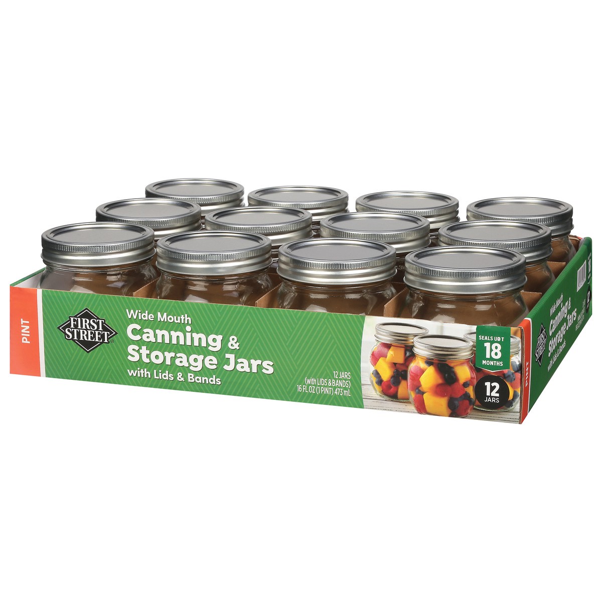 slide 3 of 11, First Street Canning/Storage Jars With Lids/Bonds, 12 ct