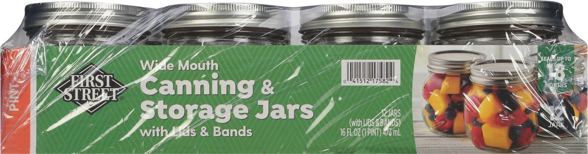 slide 10 of 11, First Street Canning/Storage Jars With Lids/Bonds, 12 ct