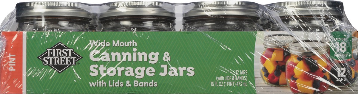 slide 8 of 11, First Street Canning/Storage Jars With Lids/Bonds, 12 ct