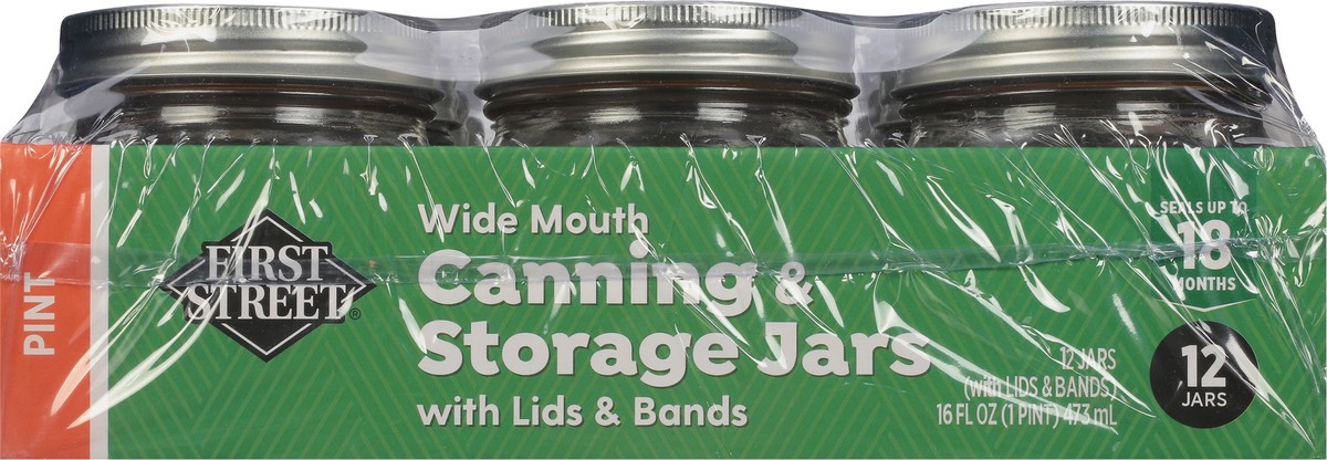 slide 7 of 11, First Street Canning/Storage Jars With Lids/Bonds, 12 ct