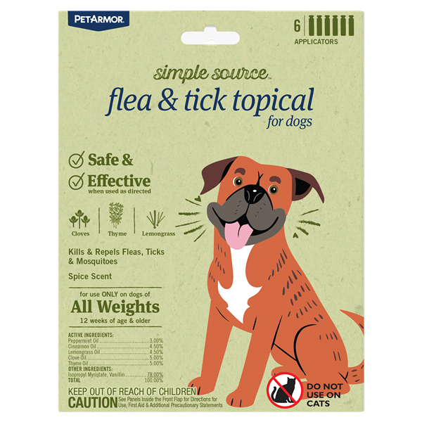 slide 1 of 1, PetArmor Simple Source Flea & Tick Topical Dog, 6 ct