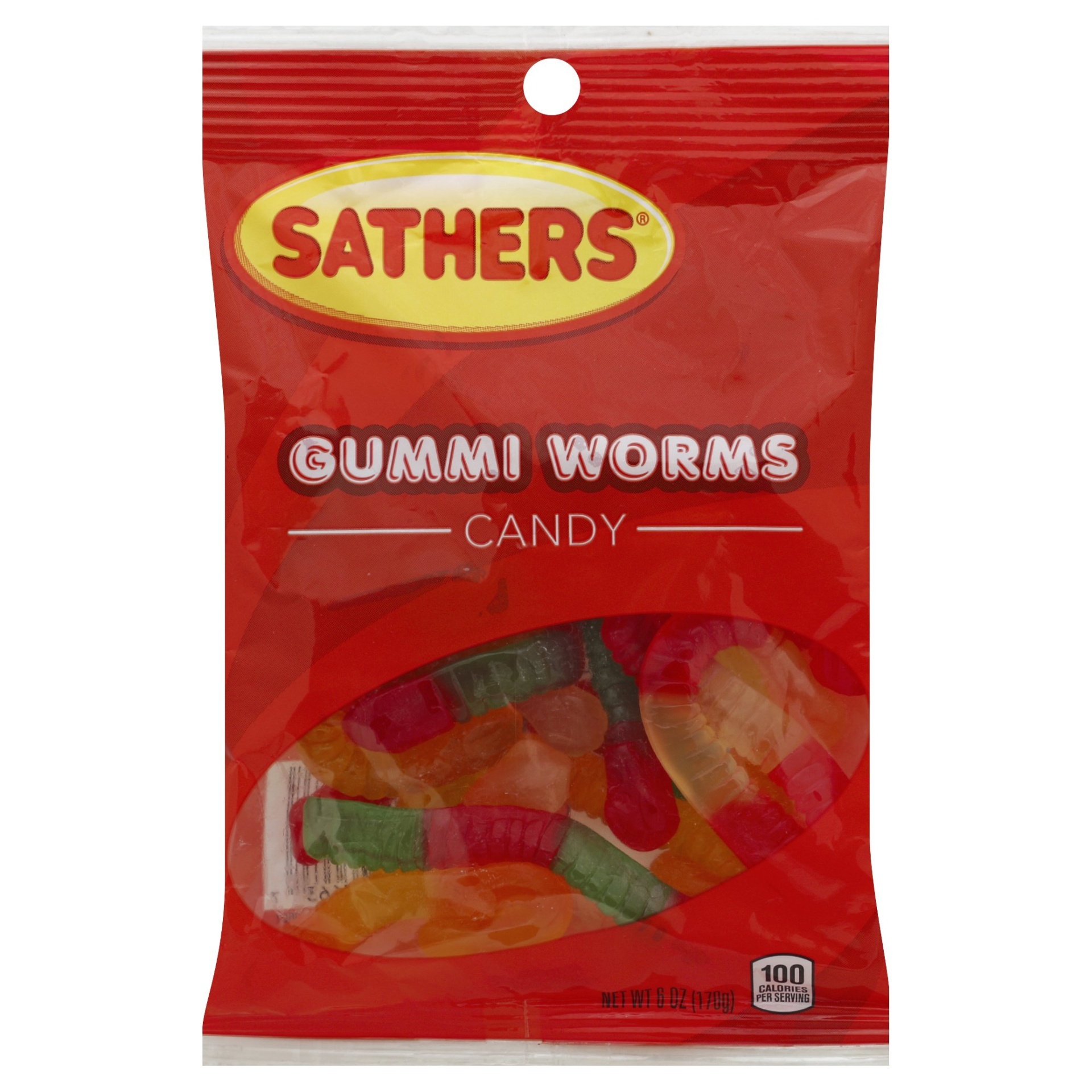 slide 1 of 2, Sathers Candy, Gummi Worms, 6 oz