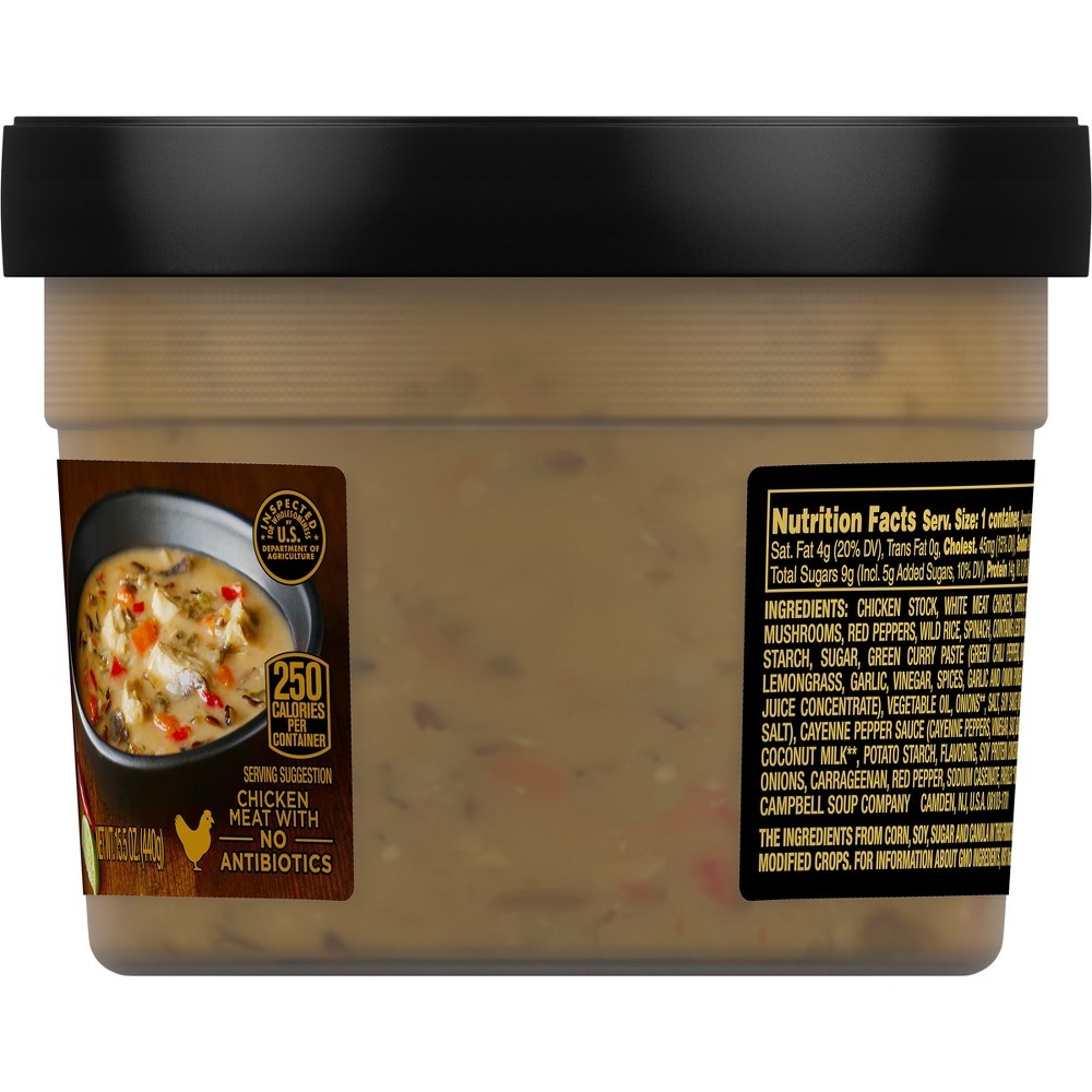 slide 3 of 5, Campbell's Slow Kettle Spicy Thai-Style Chicken & Wild Rice Soup, 15.5 oz