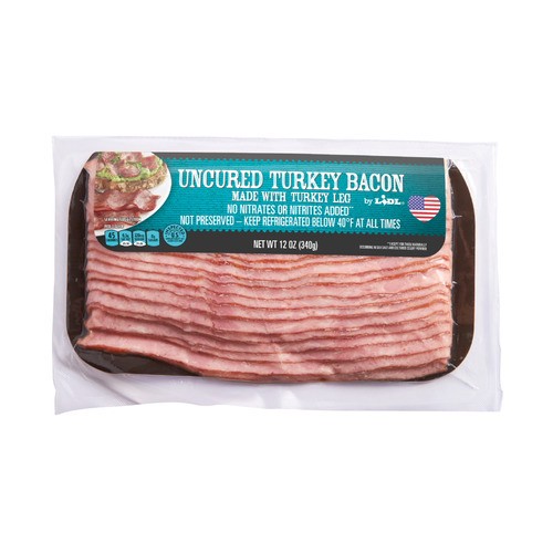 slide 1 of 1, uncured turkey bacon, 12 oz