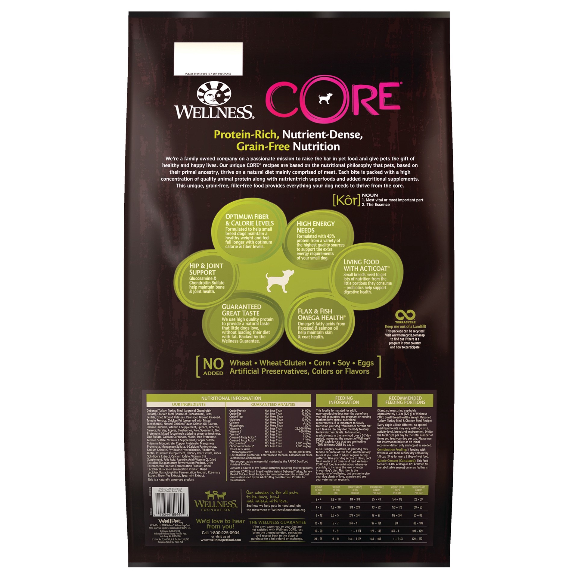 slide 4 of 5, Wellness CORE Natural Grain Free Dry Dog Food, Small Breed Healthy Weight, 12-Pound Bag, 12 lb