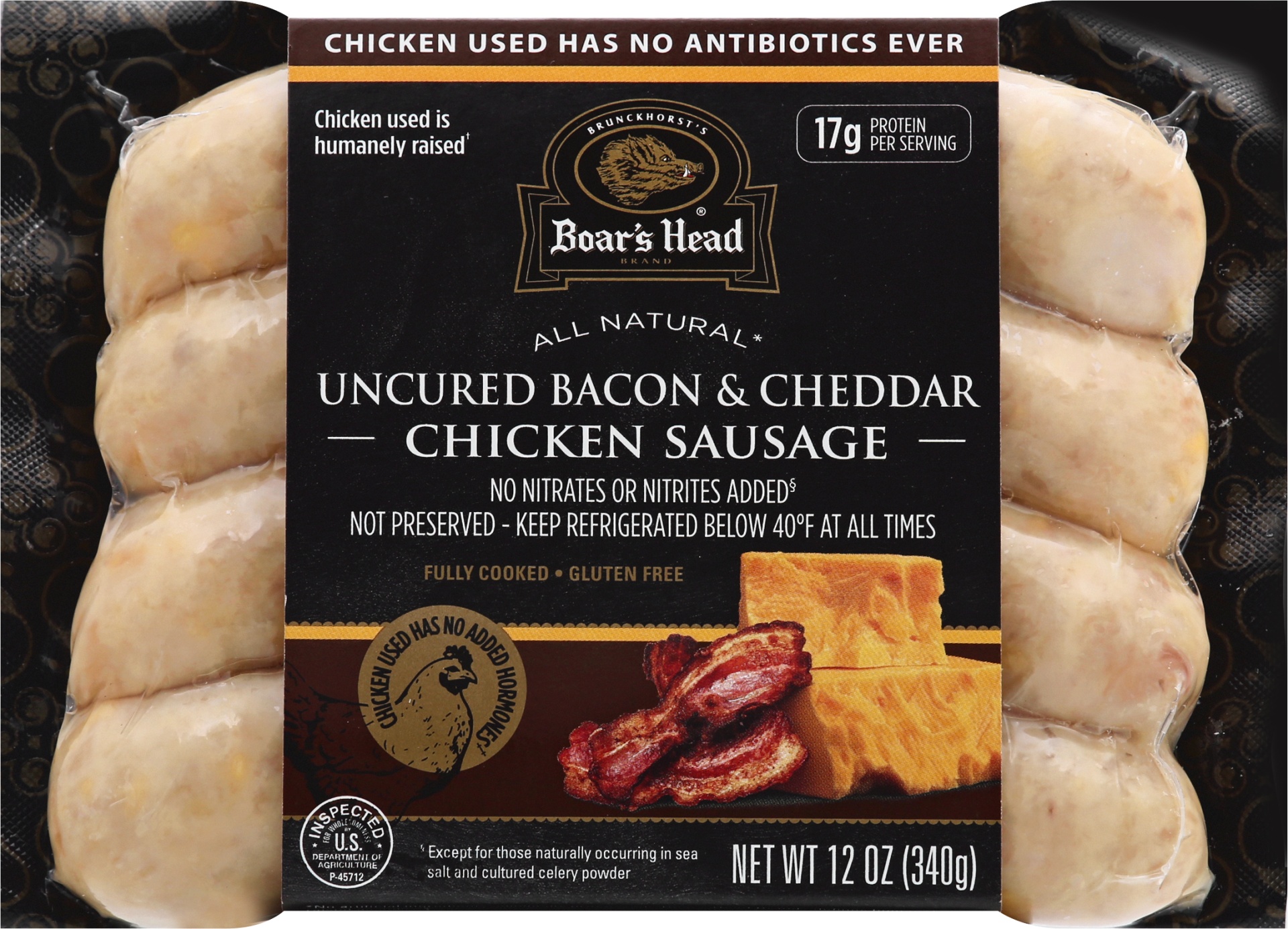 slide 1 of 1, Boars Head Chicken Sausage, Uncured Bacon & Cheddar, 12.1 ct