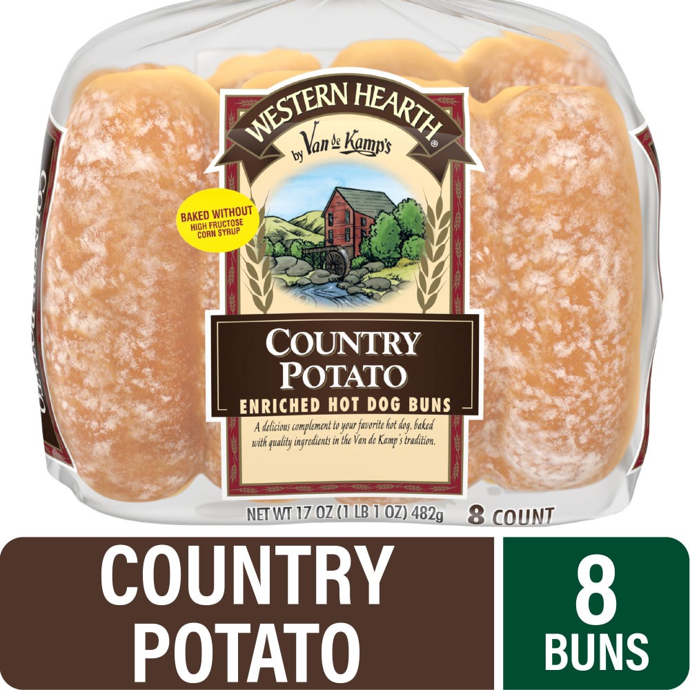 slide 1 of 1, Western Hearth Country Potato Enriched Hot Dog Buns, 8 ct