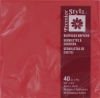 slide 1 of 1, Premier Stylz Ruby Red Beverage Napkins, 40 ct