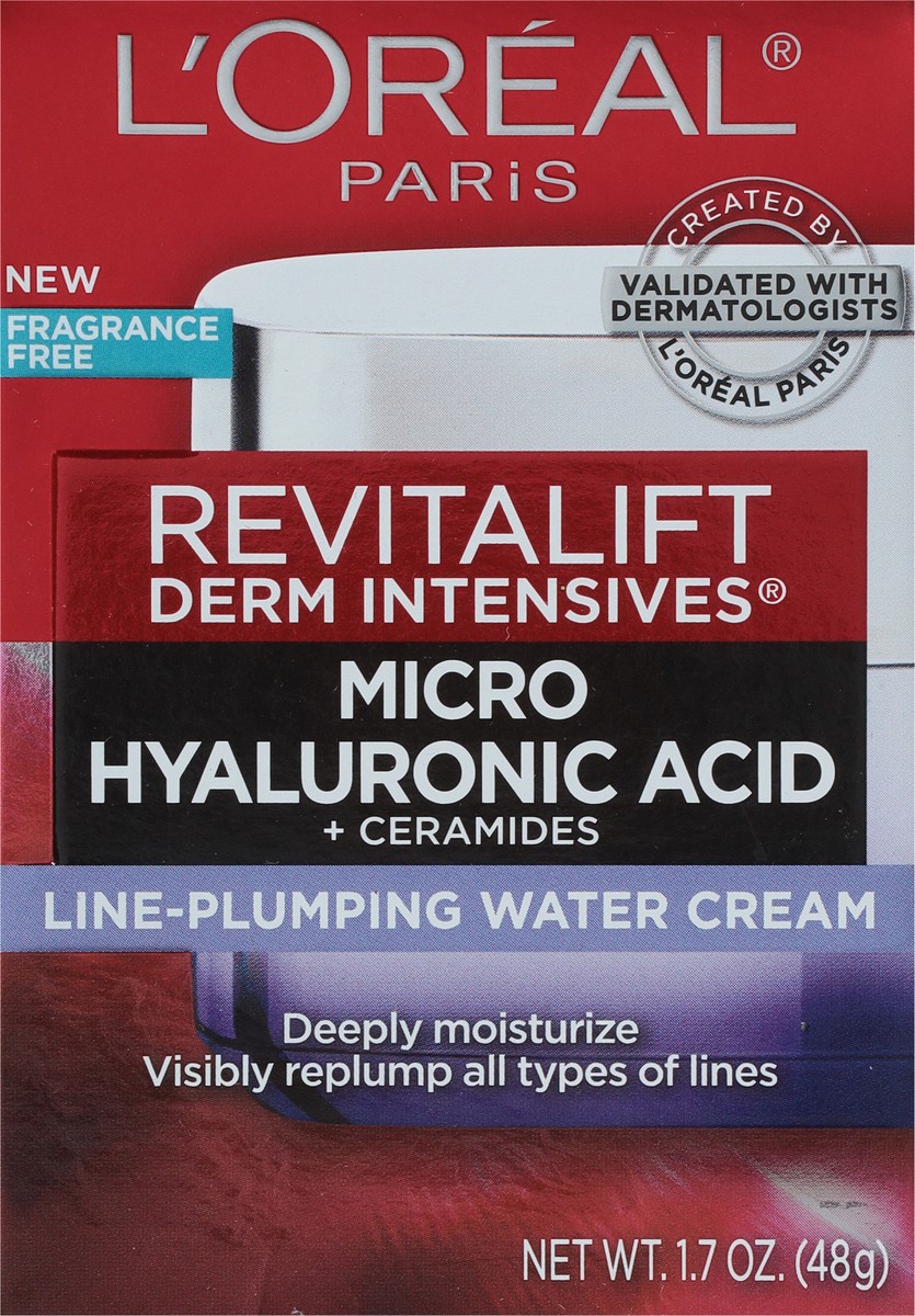 slide 2 of 9, L'Oréal Derm Intensives Micro Hyaluronic Acid + Ceramides Line-Plumping Water Cream 1.7 oz, 1.7 oz