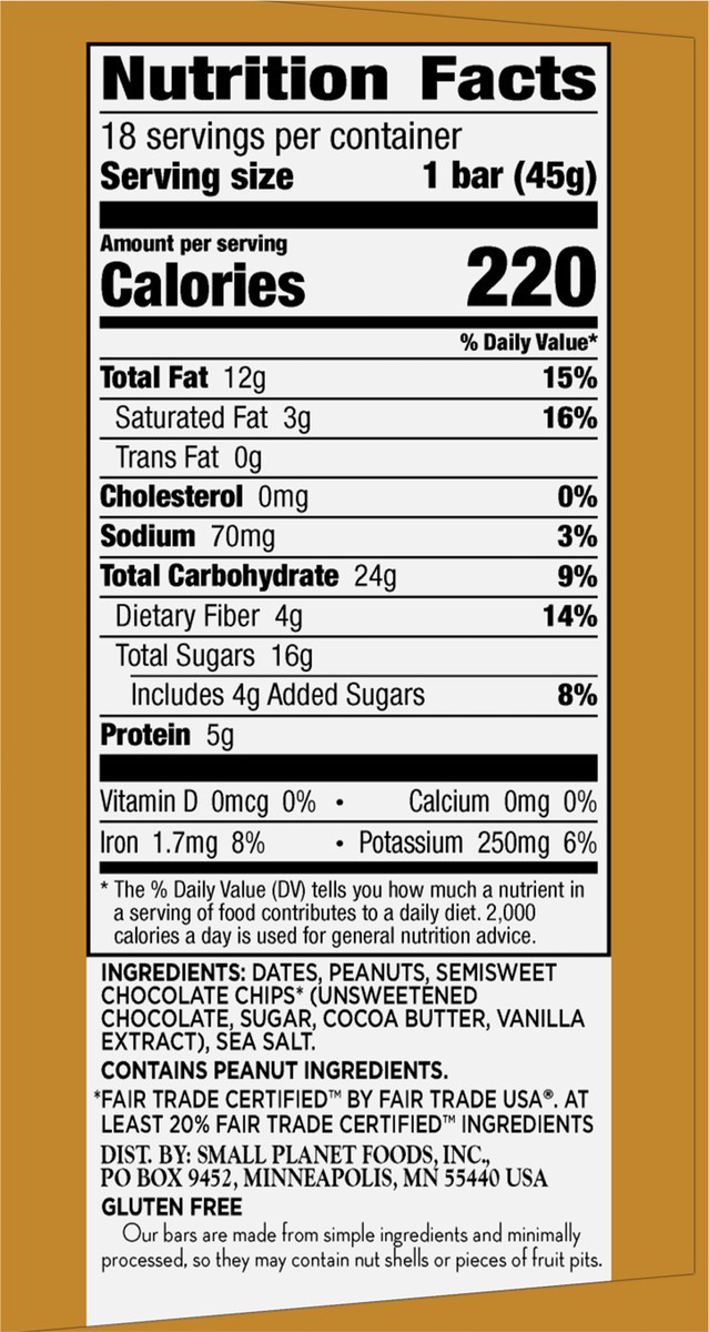 slide 2 of 9, LÄRABAR Peanut Butter Chocolate Chip, Gluten Free Fruit & Nut Bar, 18 Ct, 18 ct