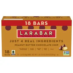 LÄRABAR Peanut Butter Chocolate Chip, Fruit and Nut Bars, Gluten Free and Vegan, 28.8 oz, 18 Ct