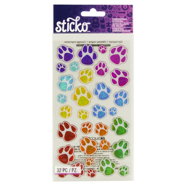 slide 1 of 1, Sticko Stickers Animal Tracks, 32 ct