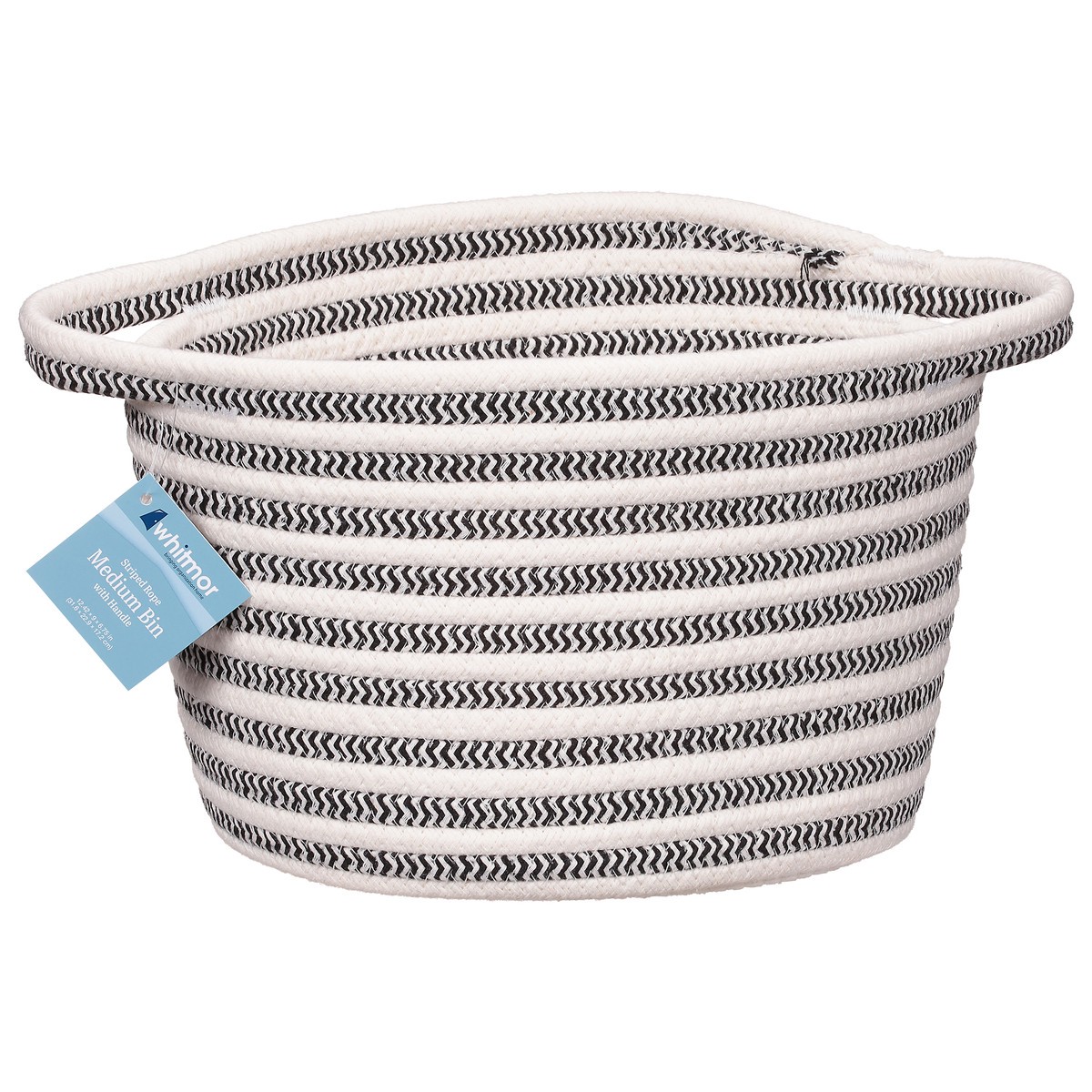 slide 3 of 12, Whitmor Striped Rope Bin with Knot Handle, Medium, 1 ct