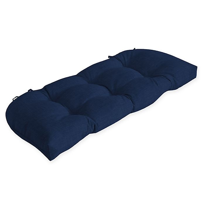 slide 1 of 2, Arden Selections Solid Outdoor Tufted Wicker Settee Cushion - Caspian Blue, 1 ct