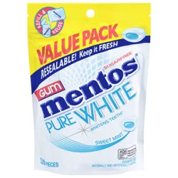 Mentos Pure White Sugarfree Sweet Mint Gum Value Pack 120 Each