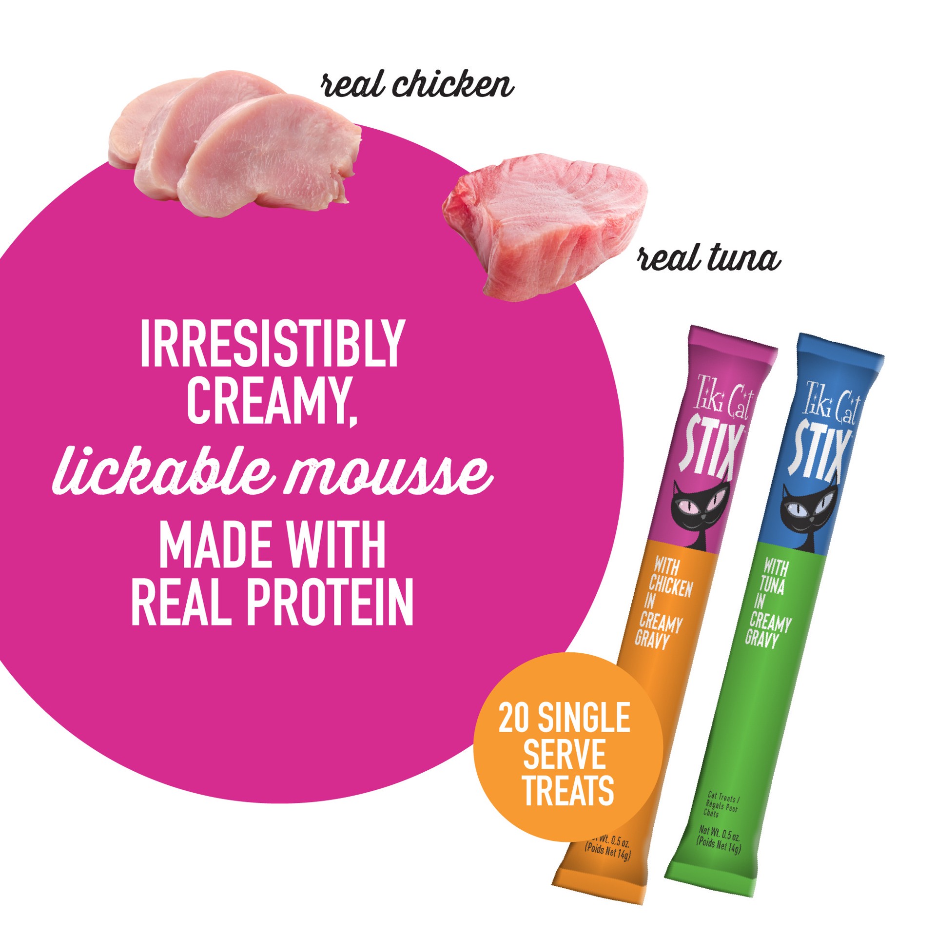 slide 3 of 7, Tiki Cat STIX Wet Cat Treats Variety Pack, 10 oz., Count of 20, 1 ct