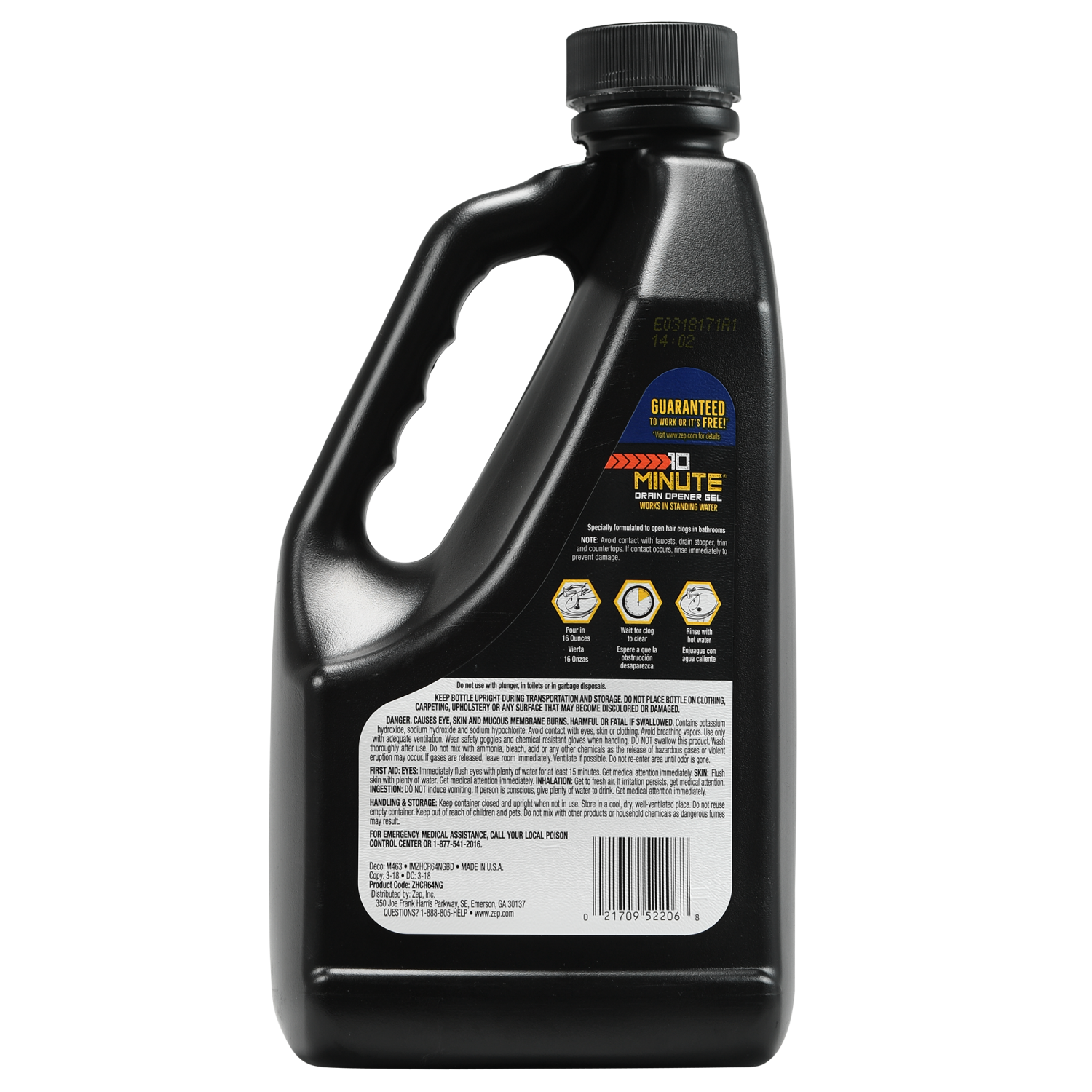 slide 2 of 5, Zep Commercial 10 Minute Hair Clog Remover, 64 oz