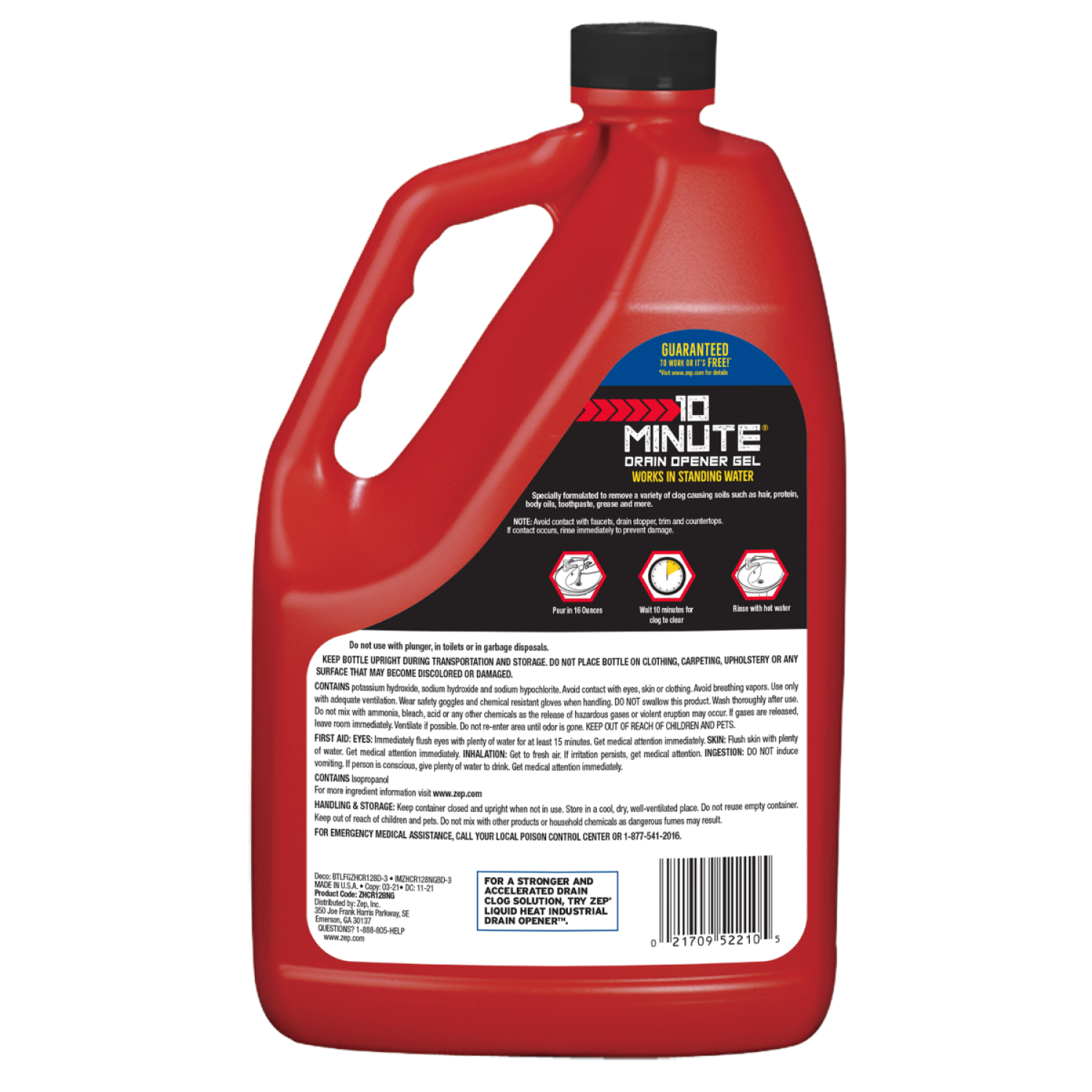 slide 2 of 3, Zep 10 Minute Hair Clog Remover, 128 oz