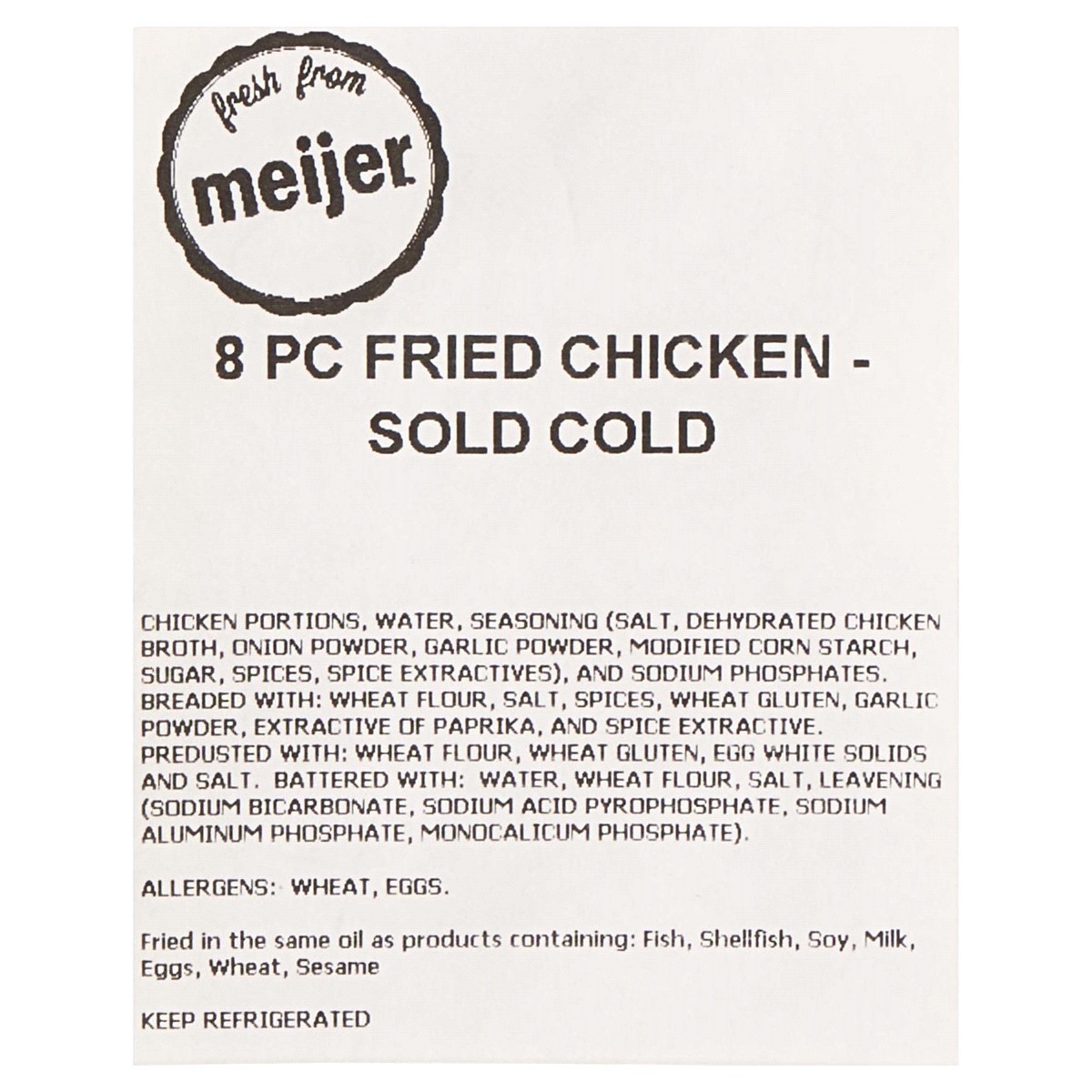 slide 2 of 2, Fresh from Meijer Fried Chicken, 8 Piece Sold Cold, 8 ct