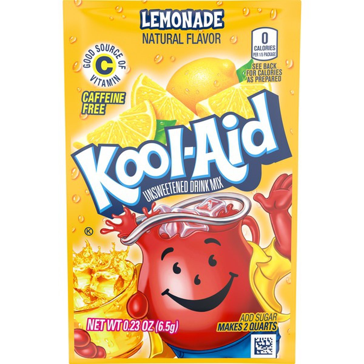 slide 1 of 1, Kool-Aid Unsweetened Lemonade Naturally Flavored Powdered Soft Drink Mix, 0.23 oz