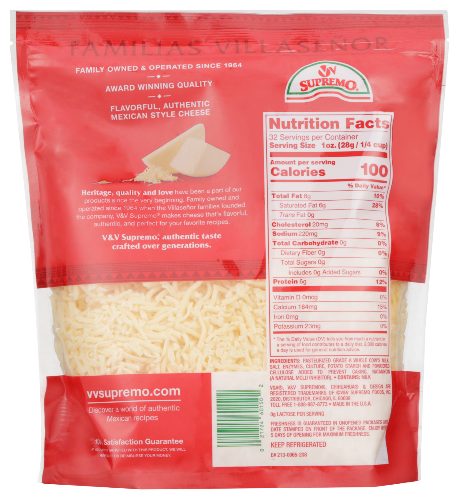 slide 2 of 2, VV Supremo Chihuahua Shredded Natural Cheese 1 32 oz, 32 oz