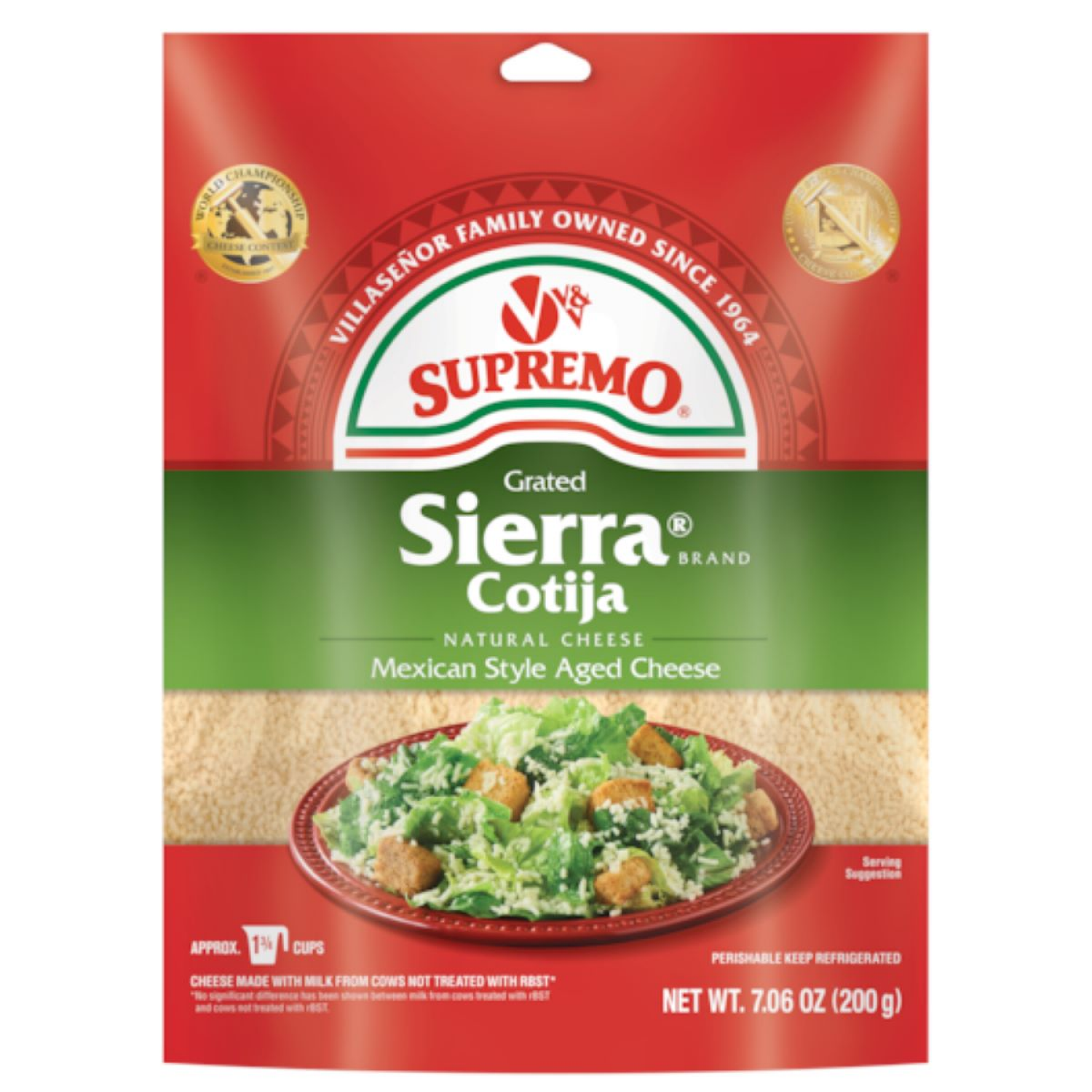 slide 1 of 3, Supremo Natural Sierra Brand Cotija Grated Cheese - 7.06 oz, 7.06 oz