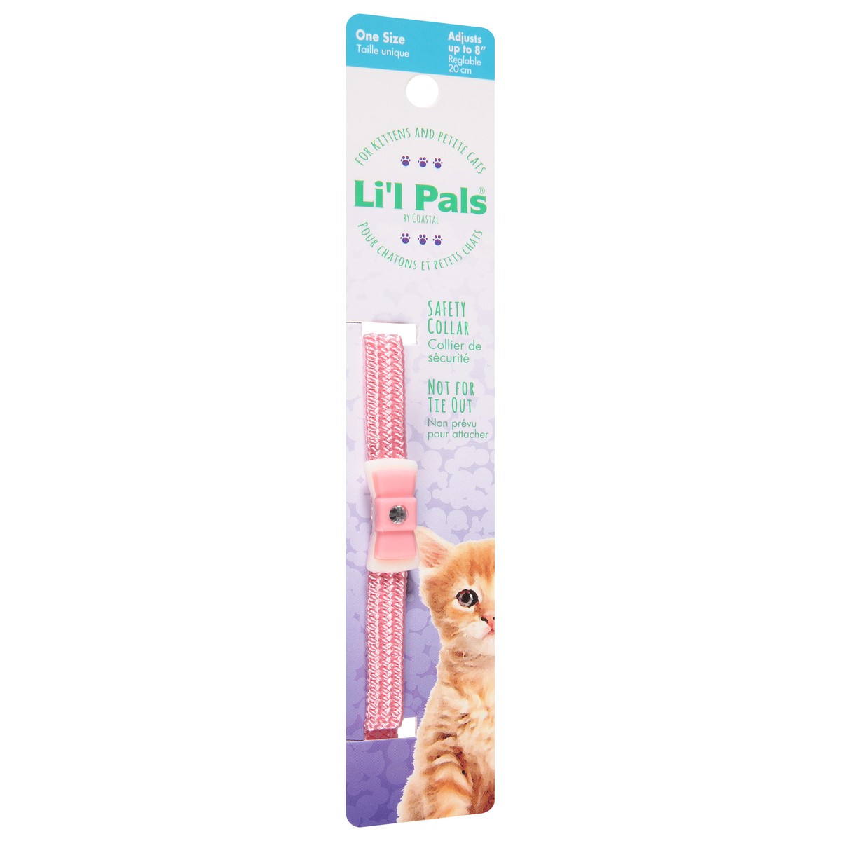 slide 4 of 12, Li'l Pals Elasticized Safety Kitten Collar with Jeweled Bow, Pink, 5/16" x 8", 1 ct