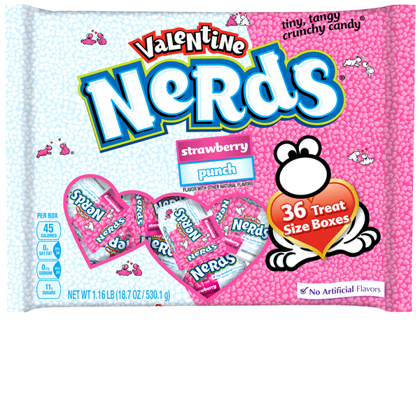 slide 1 of 1, Nerds Valentine Strawberry And Punch Flavored Treat Size Candy Boxes, 16 oz