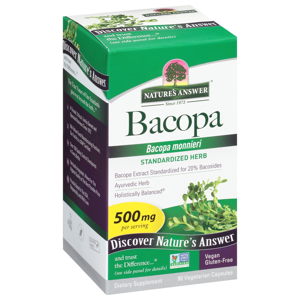 slide 6 of 9, Nature's Answer 500 mg Bacopa 90 Vegetarian Capsules, 90 ct