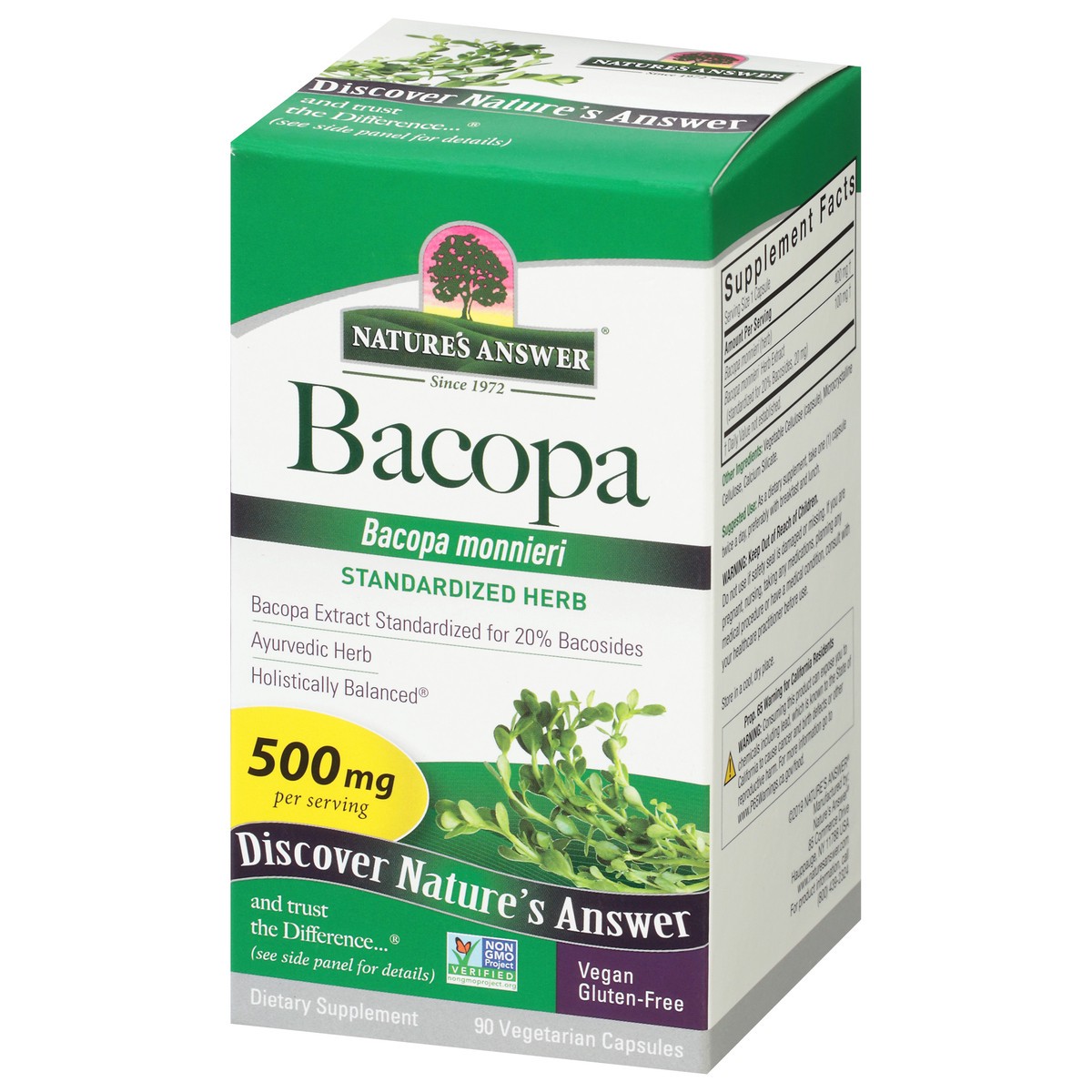 slide 4 of 9, Nature's Answer 500 mg Bacopa 90 Vegetarian Capsules, 90 ct