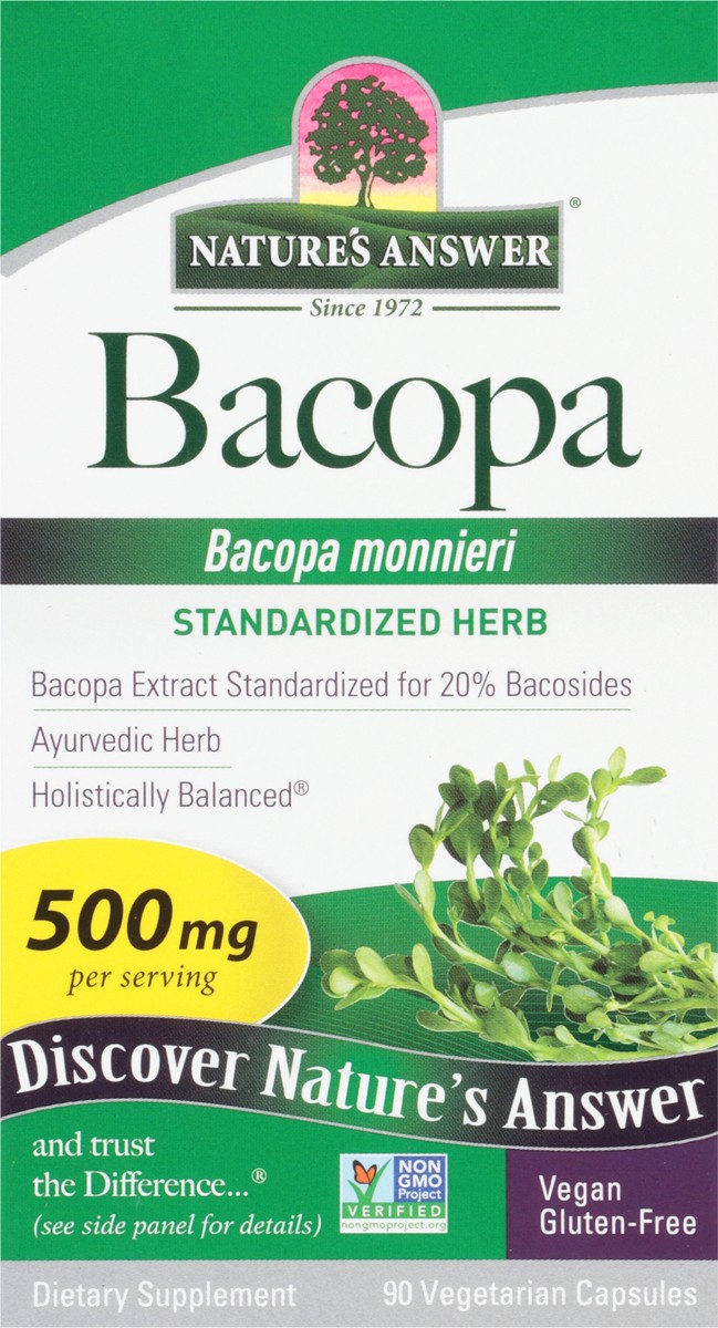 slide 5 of 9, Nature's Answer 500 mg Bacopa 90 Vegetarian Capsules, 90 ct