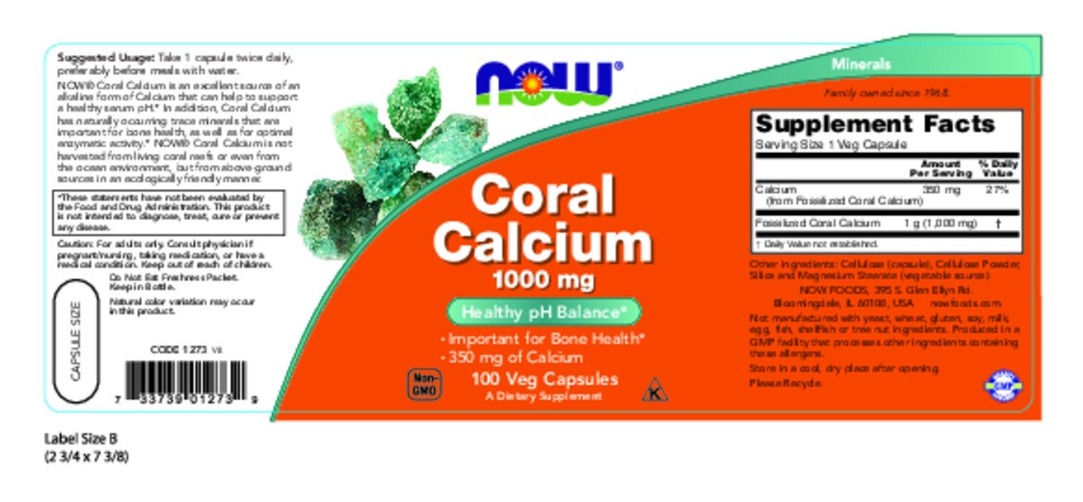 slide 9 of 10, NOW Supplements Coral Calcium 1000 mg - 100 Veg Capsules, 100 ct; 1000 mg