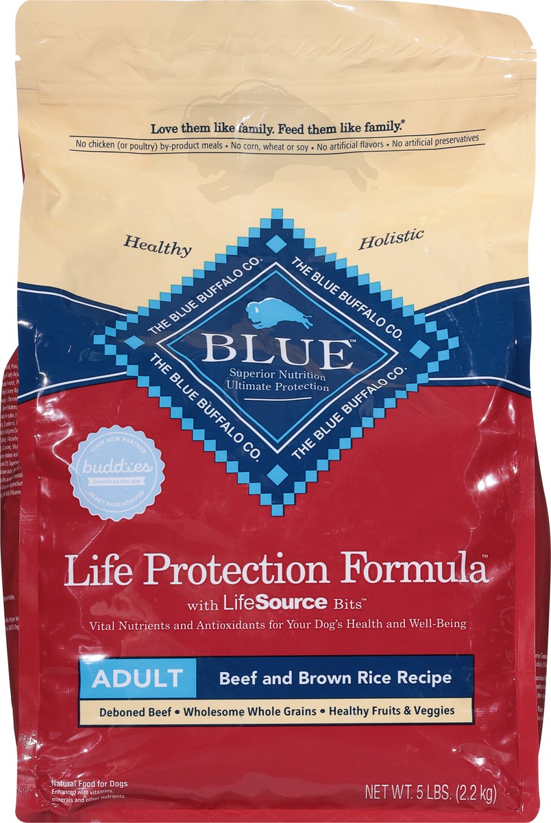 slide 4 of 10, Blue Buffalo Adult Beef Dog Food, 5 lb