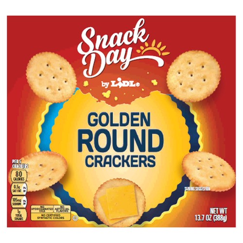 slide 1 of 1, Snack Day golden round crackers, 13.7 oz