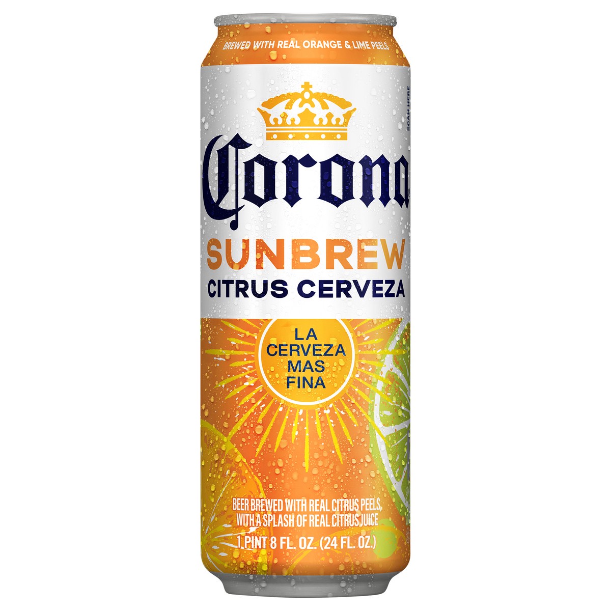 slide 1 of 8, Corona Sunbrew Citrus Cerveza Mexican Import Beer, 24 oz. Can, 4.5% ABV, 24 fl oz
