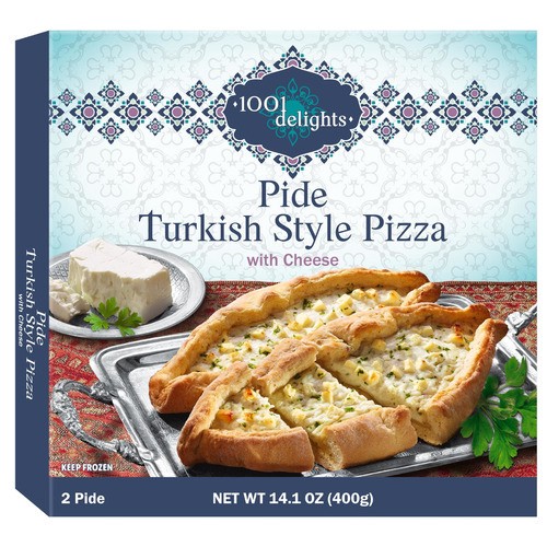 slide 1 of 1, 1001 delights frozen pide Turkish style pizza with cheese, 14.1 oz