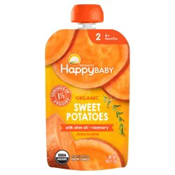 Happy Baby Organics Stage 2 Organic Sweet Potatoes with Olive Oil + Rosemary 4oz Pouch