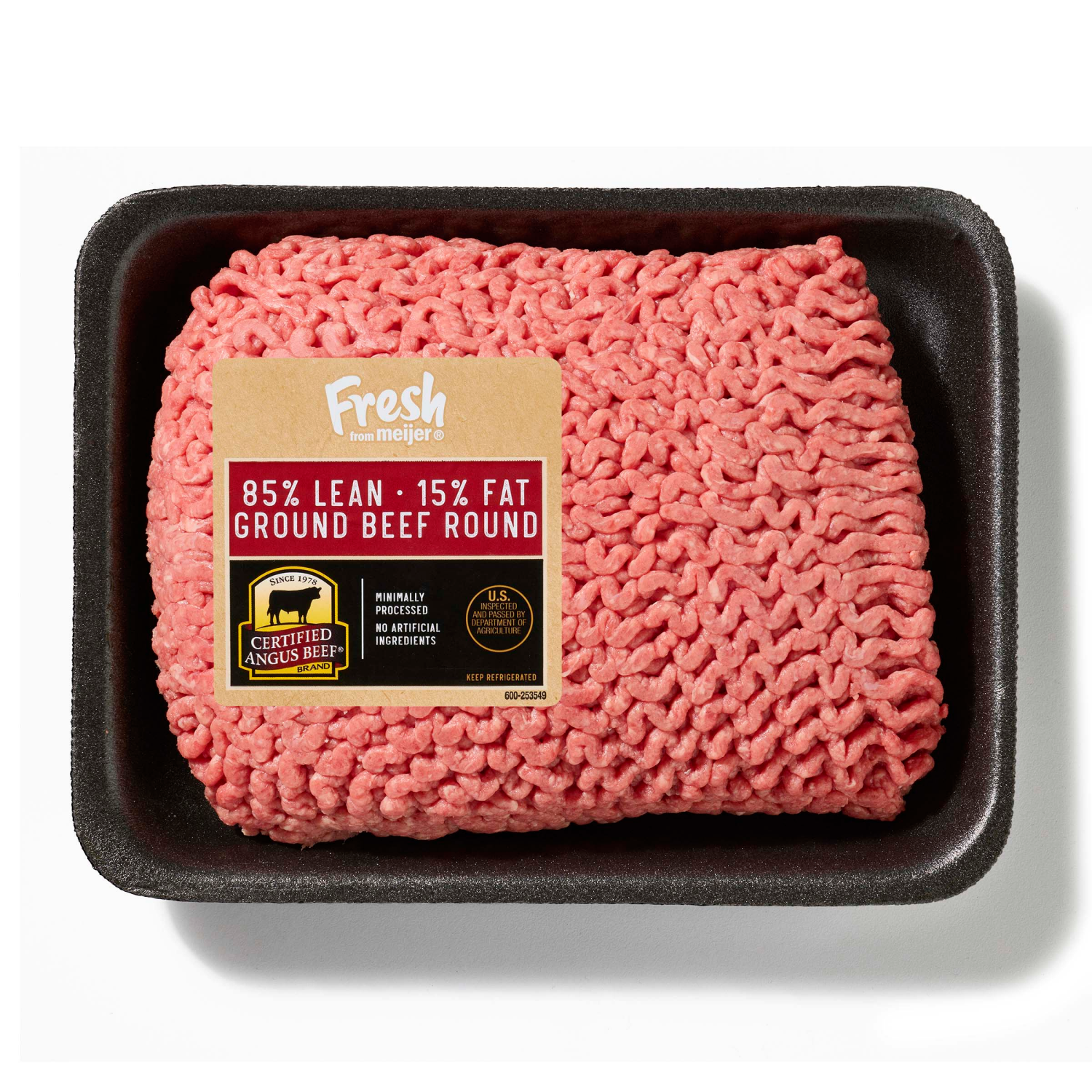 slide 1 of 2, Fresh from Meijer Certified Angus Beef 85/15 Ground Round Family Pack, per lb