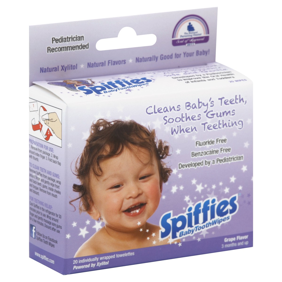 slide 2 of 7, Spiffies Baby Tooth Wipes 20 ea, 20 ct